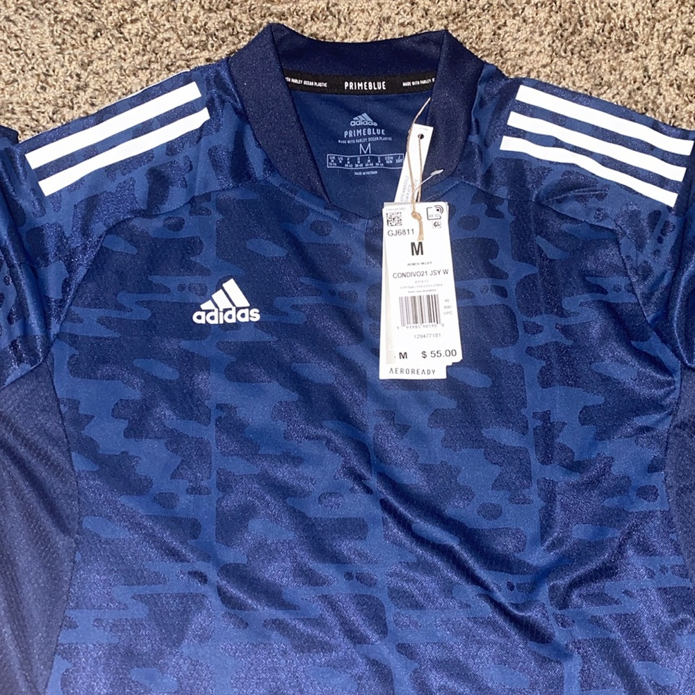 Adidas Blue Performance Jersey Moisture-Wicking Athletic Wear